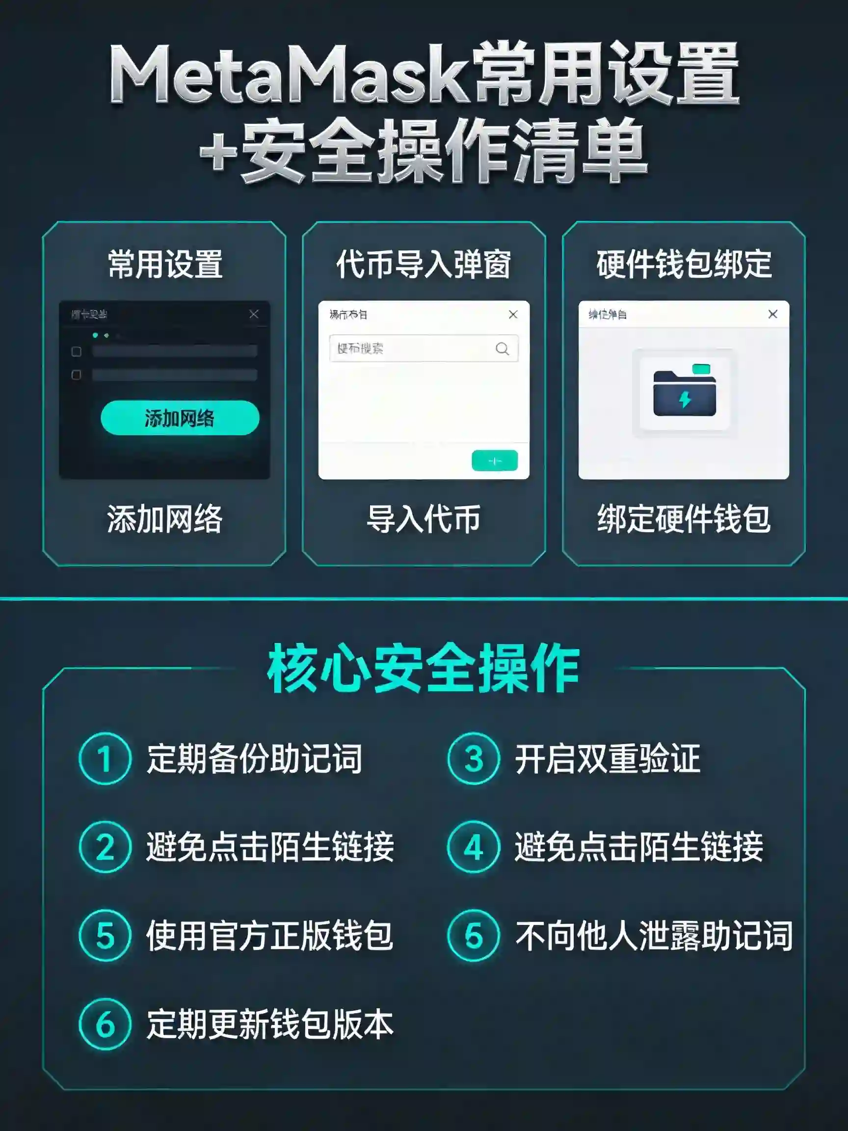 MetaMask常用设置+安全操作清单示意图 MetaMask常用设置+安全操作清单示意图